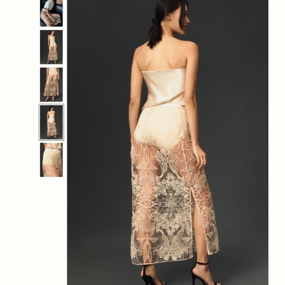 By Anthropologie Sheer Embroidered Skirt - Picture 3 of 5